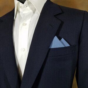 New - Slate Blue Cotton Pre-Folded Pocket Square Handkerchief Insert